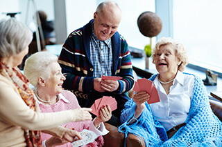 Residents playing cards